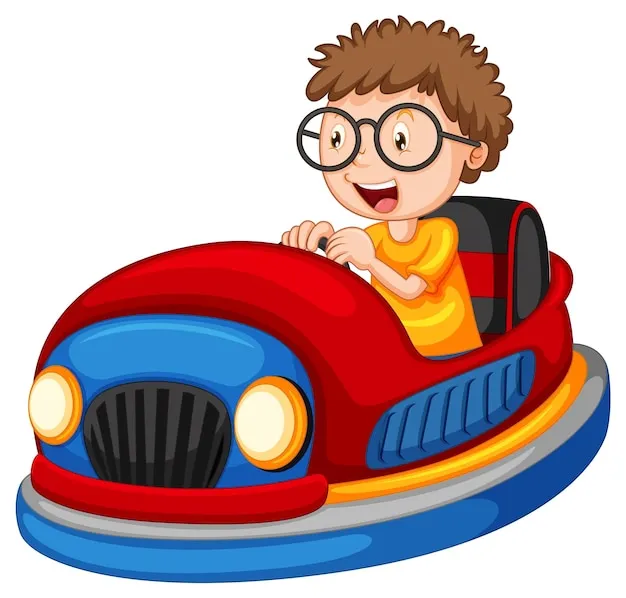 Niño en un auto chocón