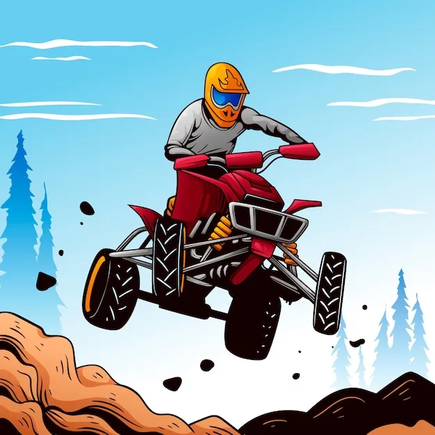 Ilustración de cuatrimoto saltando